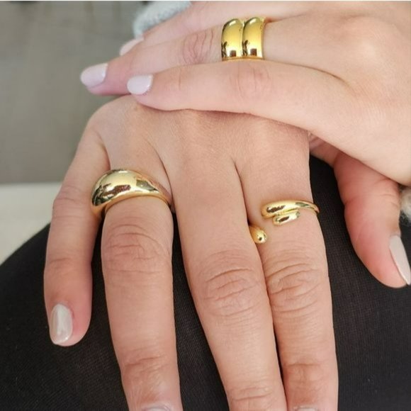 Size 9 Womens Gold Plated Retro Smooth Surface Dome Unisex Finger‎ Ring Jewelry - Picture 5 of 13